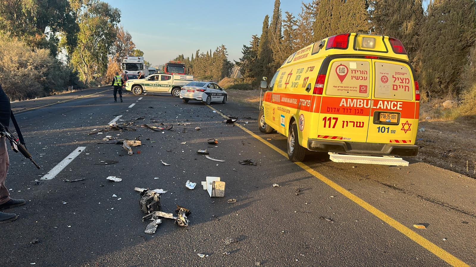 זירת תאונת הדרכים הקטלנית. צילום משטרת ישראל